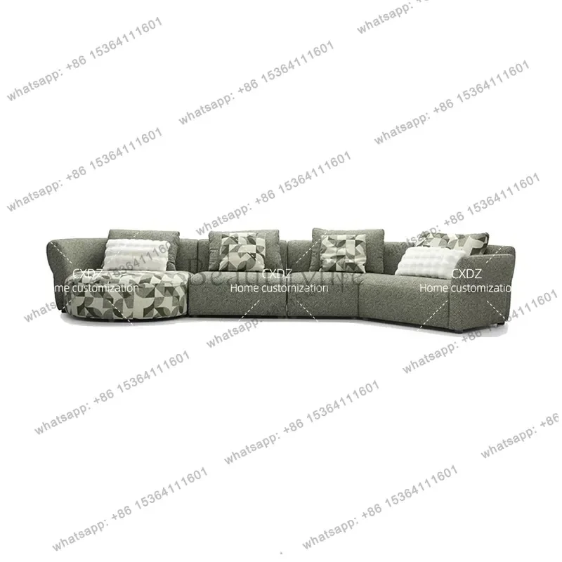 PG Modern Curved Corner Fabric Sofa Modular Combination Cloud Ear Design for Living Room Large Apartment Vintage Style 2026 New