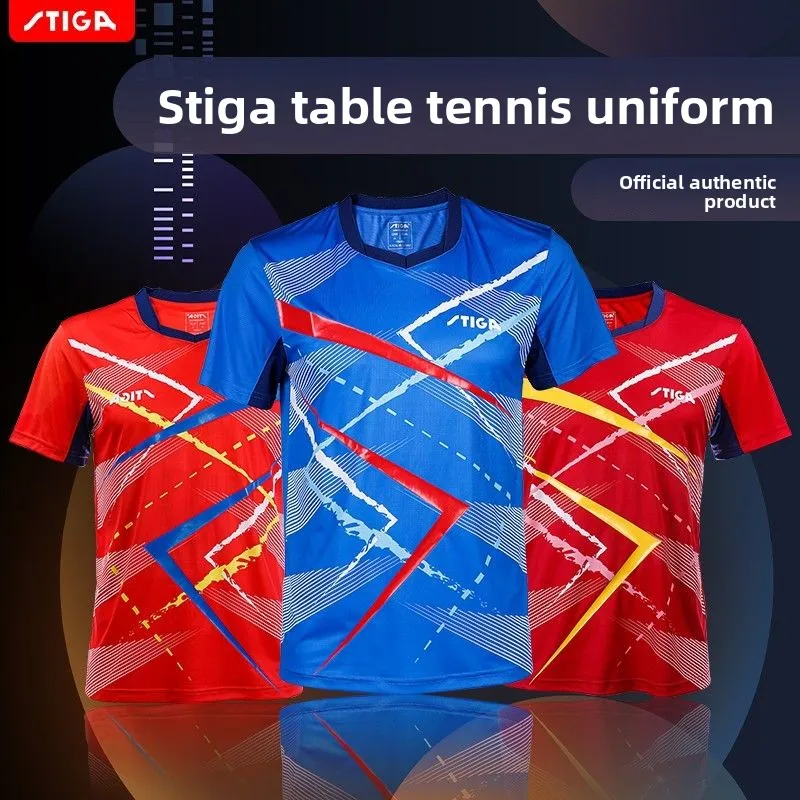 

New Stika table tennis jersey men's quick drying competition half sleeved women's top short sleeved breathable StiGA sportswear