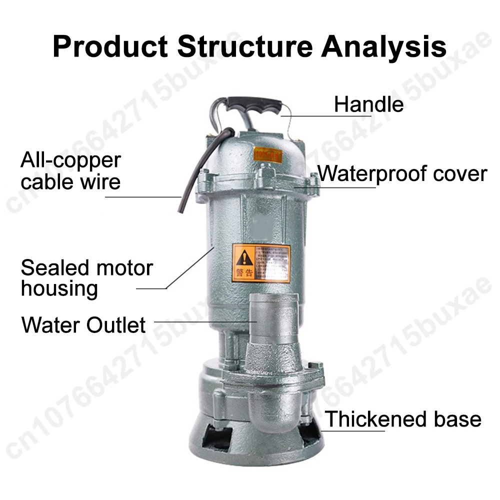 AC220V/50Hz Small Household Septic Tank Sewage Pump, Multi-functional High-head Water Pump, Irrigation Water Pump for Farmland