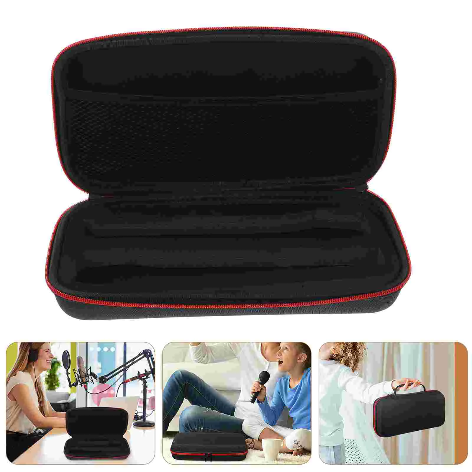

Microphone Storage Bag Portable Carrying Case Dual Sponge Holder Bracket Pouch Cloth Electronic Product Hard Travel