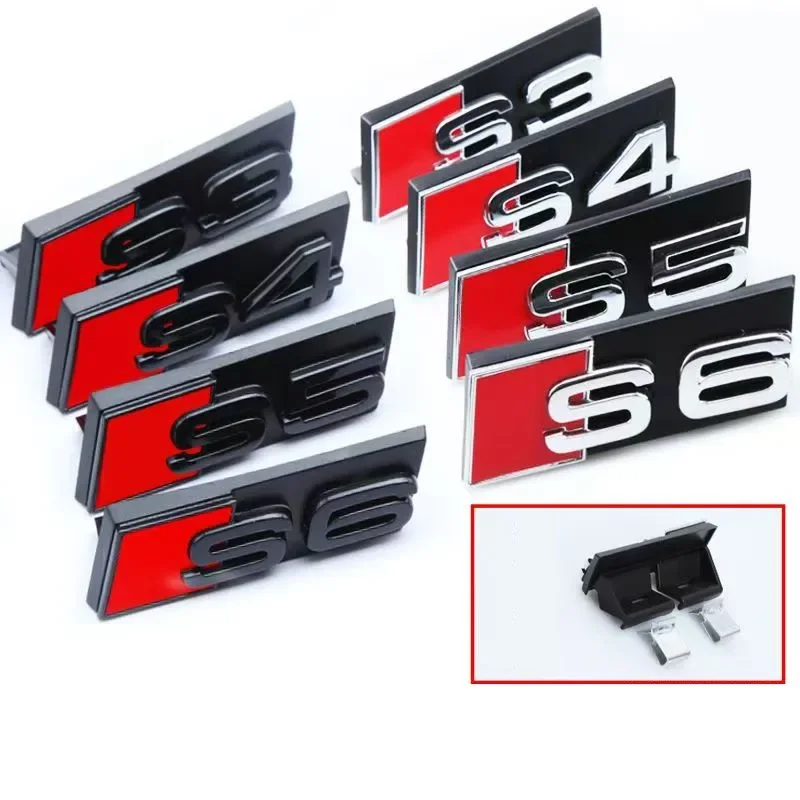 

1pc ABS Plastic Car Emblem For Audi Grill Front Hood Badge Grille buckle For S3 S4 S5 S6 S7 Auto Styling Accessories stickers