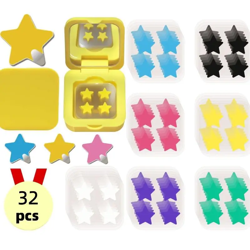 Portable, 32 Patches Star Water Gel Pimple Concealer Patches, Fashionable Makeup Essential, Independent Packaging With Mirror,