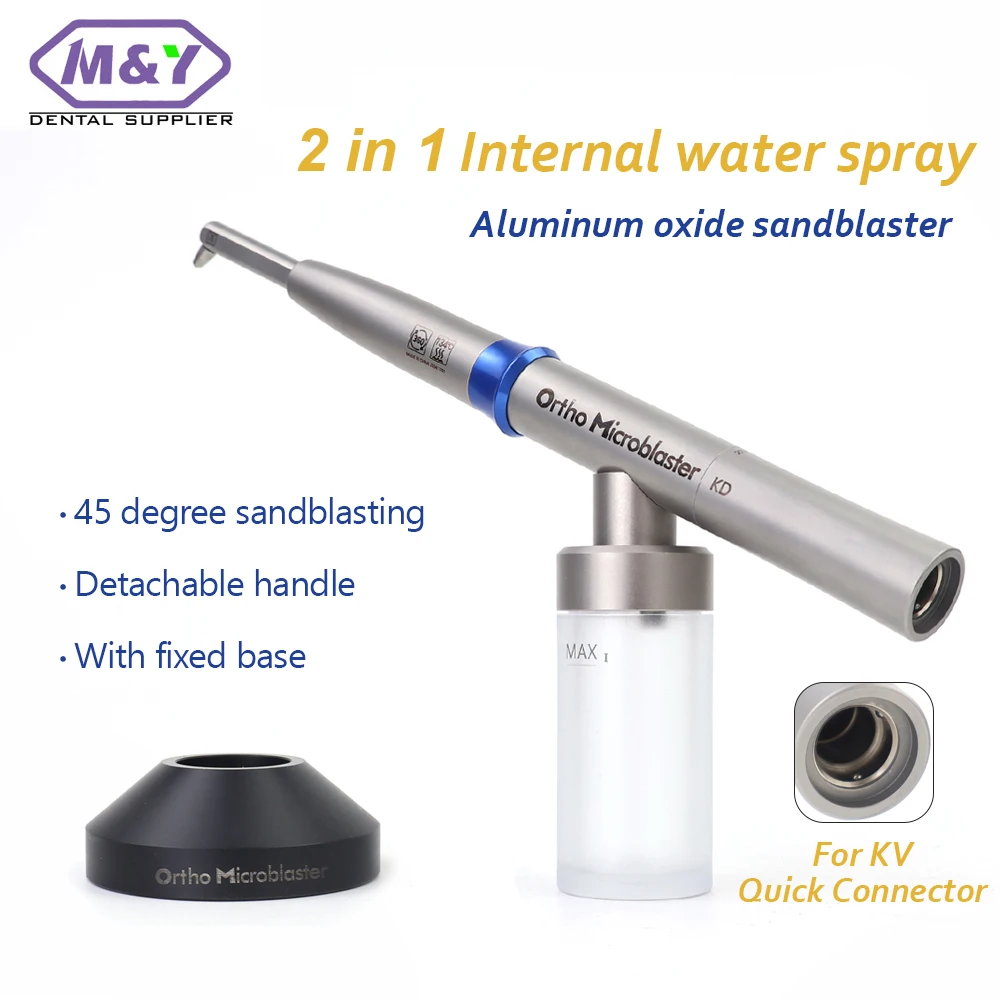 Dental 2in1 Aluminum Oxide Sandblaster with Internal Water Spray Micro Blaster Alumina Gun Fit KV Coupling Dentistry Tool