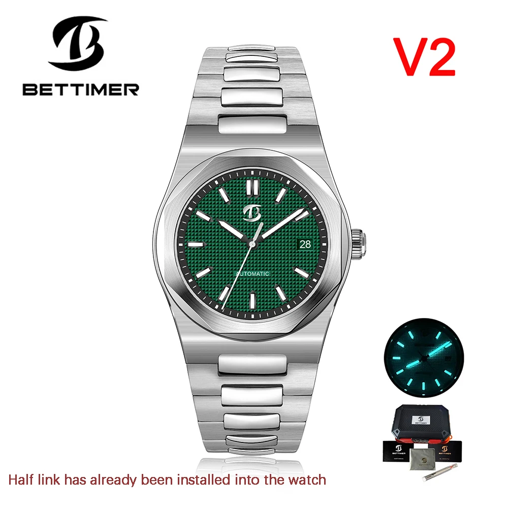 BETTIMER 2026 Luxury V2 Automatic Mechanical Men Watch PT5000 stainless steel Sapphire 10bat waterproof B8001 reloj hombre image 3