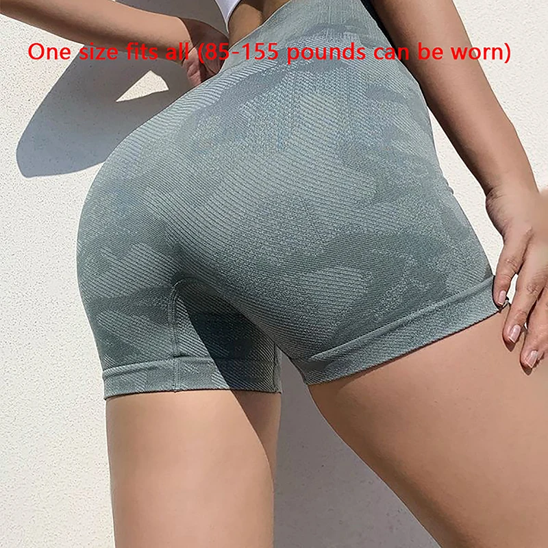 Summer Outdoor Sports Camouflage Seamless Shorts Stretch Tight High Waist Yoga Shorts