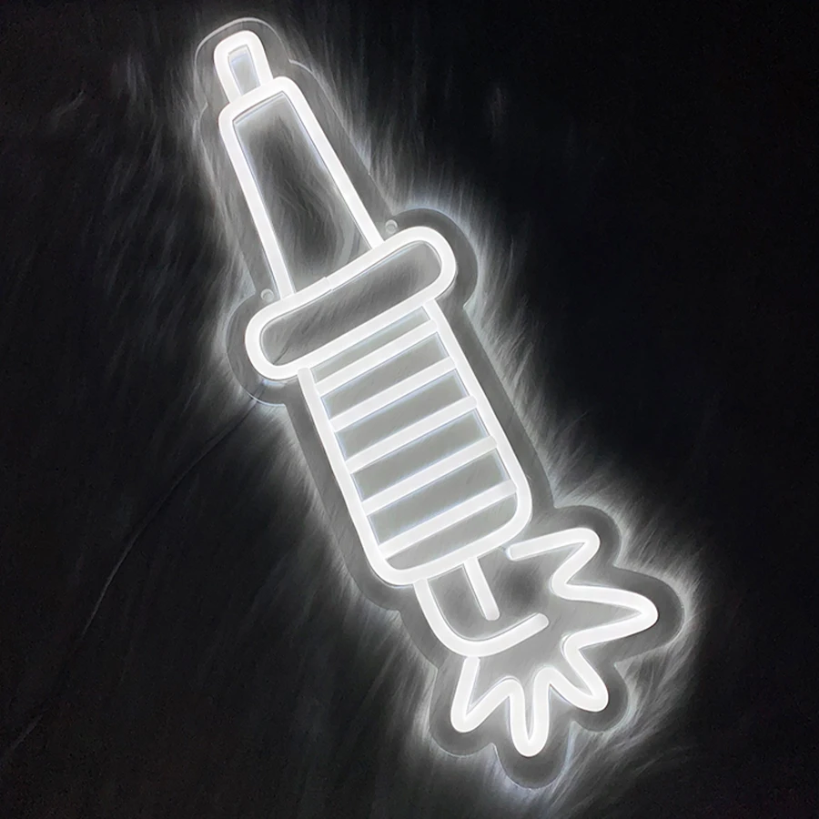 Spark Plug Led Neon Sign, White Icon Usb Powered, Used For Business Decor In Auto Repair Shops, Garages, Man Caves And Shops.