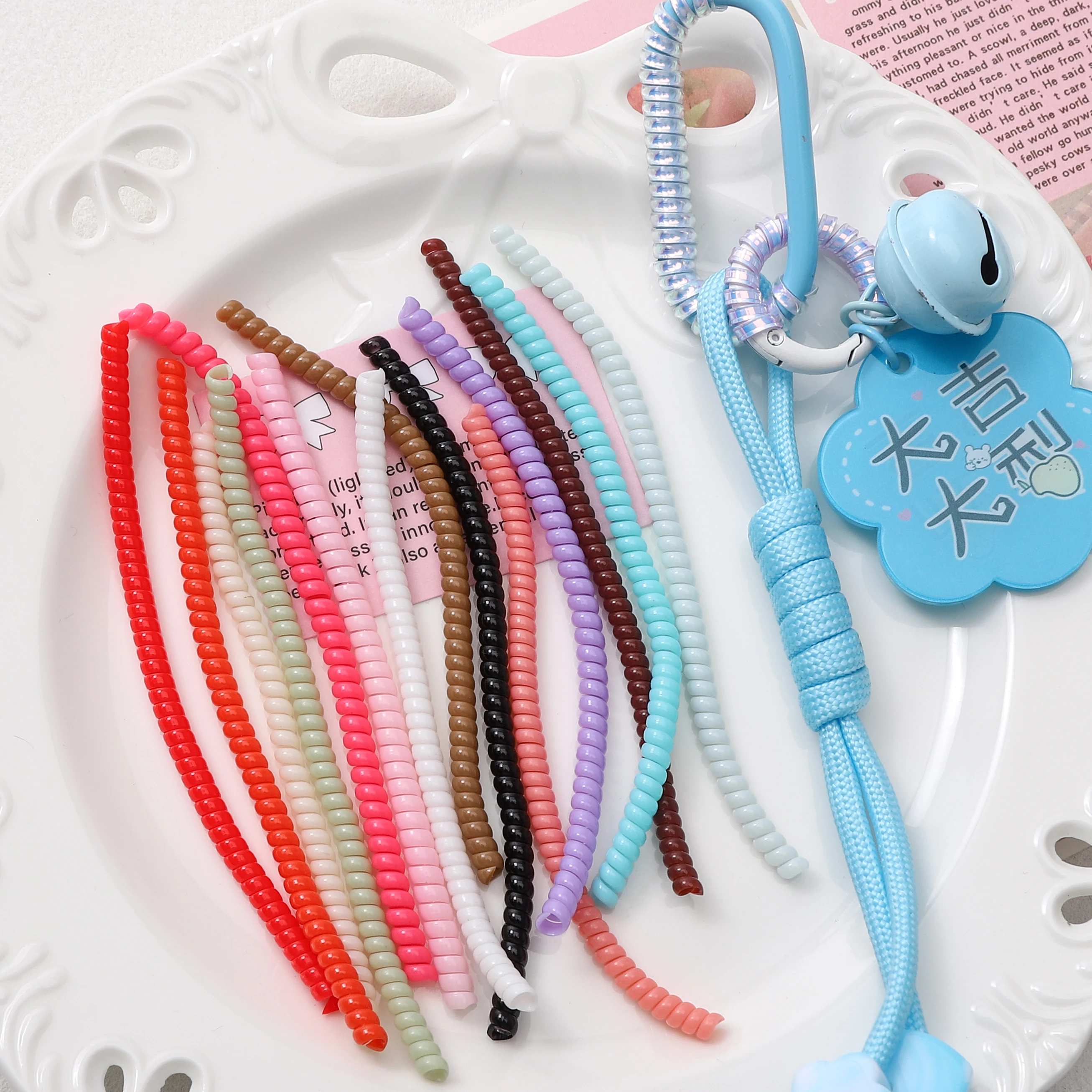1-10Pcs/lot 10cm TPU Plastic Reusable Keychain Solid Color Anti Loss Winding Rope Protective Ring Rope For Jewelry Making