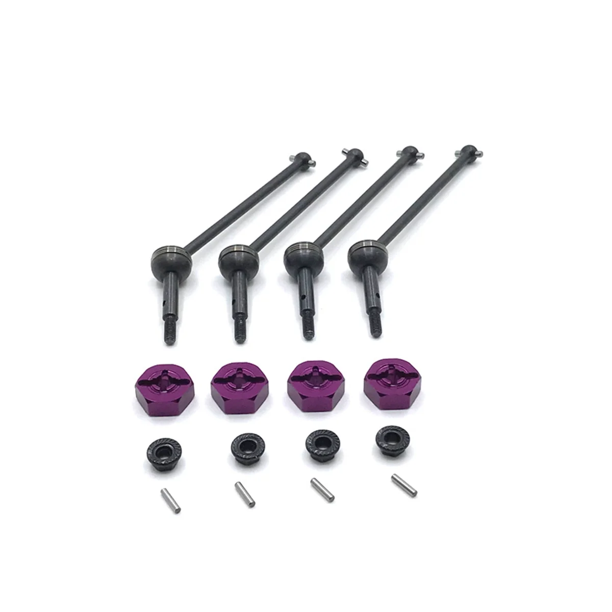 Metal Drive Shaft and 12mm Wheel Hex Adapter for Wltoys 144001 144010 124007 124019 124018 RC Car Upgrade Parts,Purple