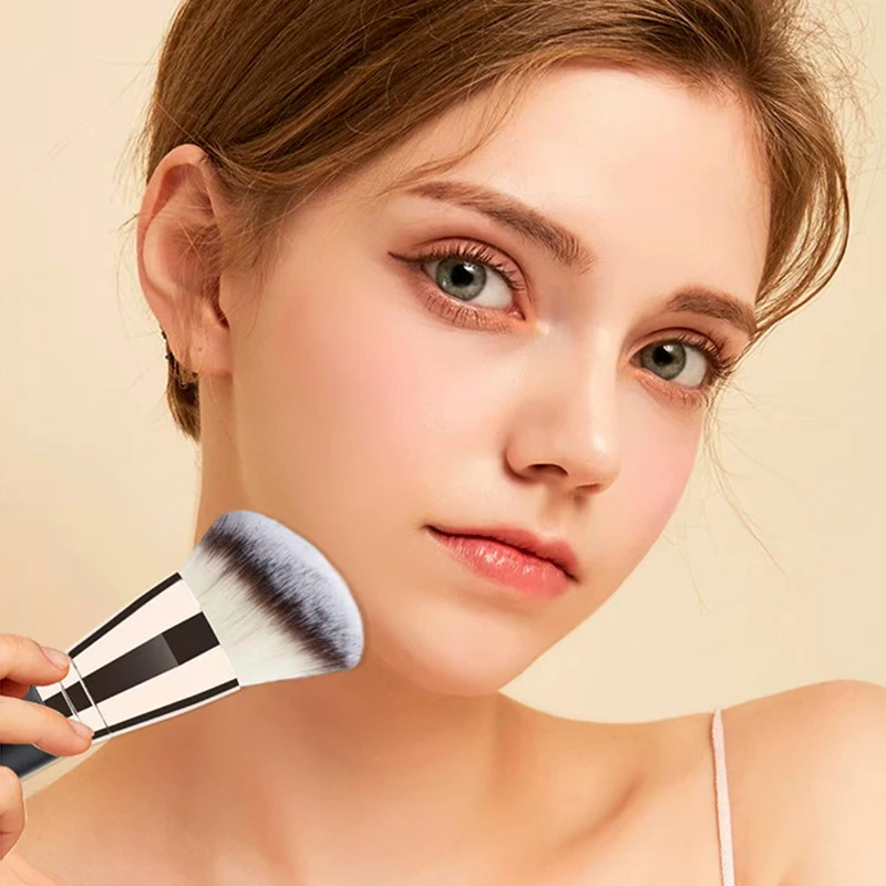 Pennello per trucco professionale a doppia estremità 2 in 1, grande testa tonda e manico per fondotinta, correttore, impostazione, strumento per trucco da viaggio