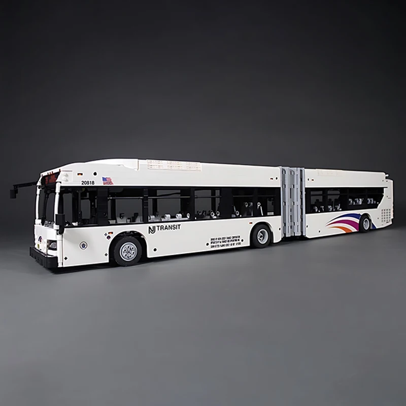 New Modular Articulated Bus Model Technology Bricks MOC-100374 Urban Passenger Transport Vehicle Building Blocks Customized Toy