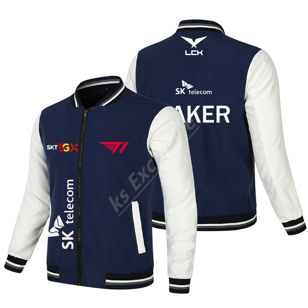 2023 LOL s13 Global Finals LCK SKT T1 Fan Baseball Jacket FAKER Support Jacket Unisex Large Men\'s and Women\'s Baseball Jacket