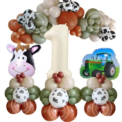 24pcs Carton Farm Animal Balloon Set with Creamy Number Balloon for Kids Farm Themed Birthday Party Decorations DIY Crafts