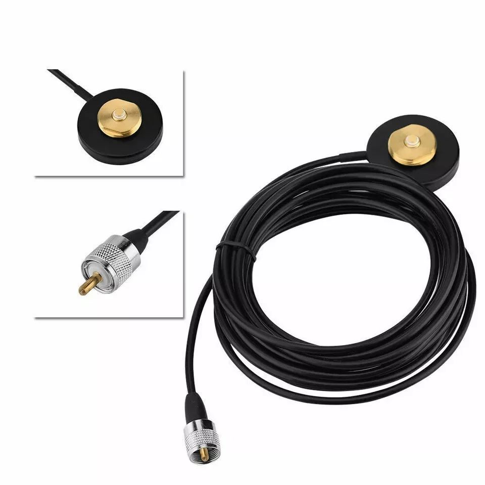 NMO Mount Magnetic Base 5M Antenna Cable Roof or Trunk for Mobile Radios PL259 Connector for Yaesu Kenwood Vertex Icom Radios