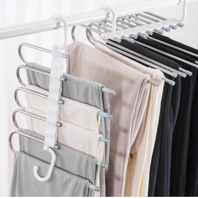 

5 In 1 Magic Trousers Rack Closet Storage Organizer Multi-layer Pants Rack Folding Clothing Hanger Wardrobe Storage Organization