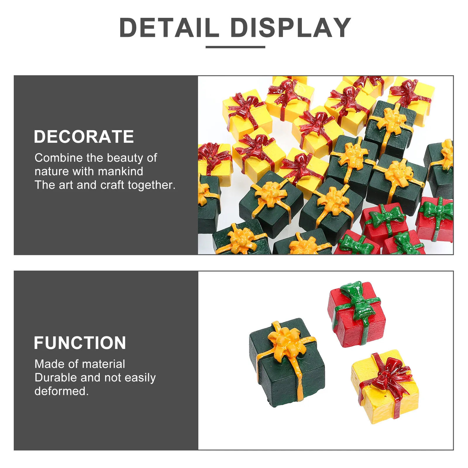 30Pcs Mini Resin Christmas Gift Box Ornaments Rustic Vintage Style Decor for Tree Desk Cabinet Living Room Bedroom Xmas Decor