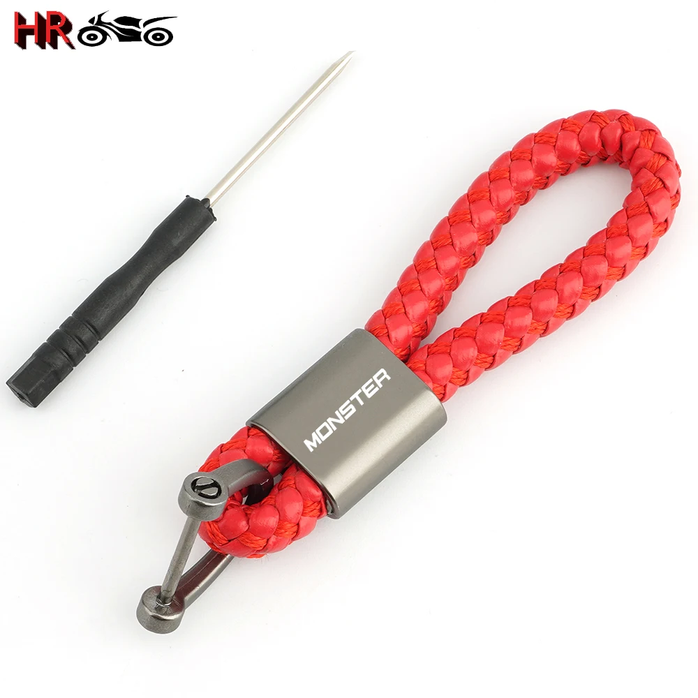 New Fashion Motorcycle Leather Rope Keychain For Ducati Monster 696 795 796 797 821 937 S2R 800 Keyring Key Chain Accessories