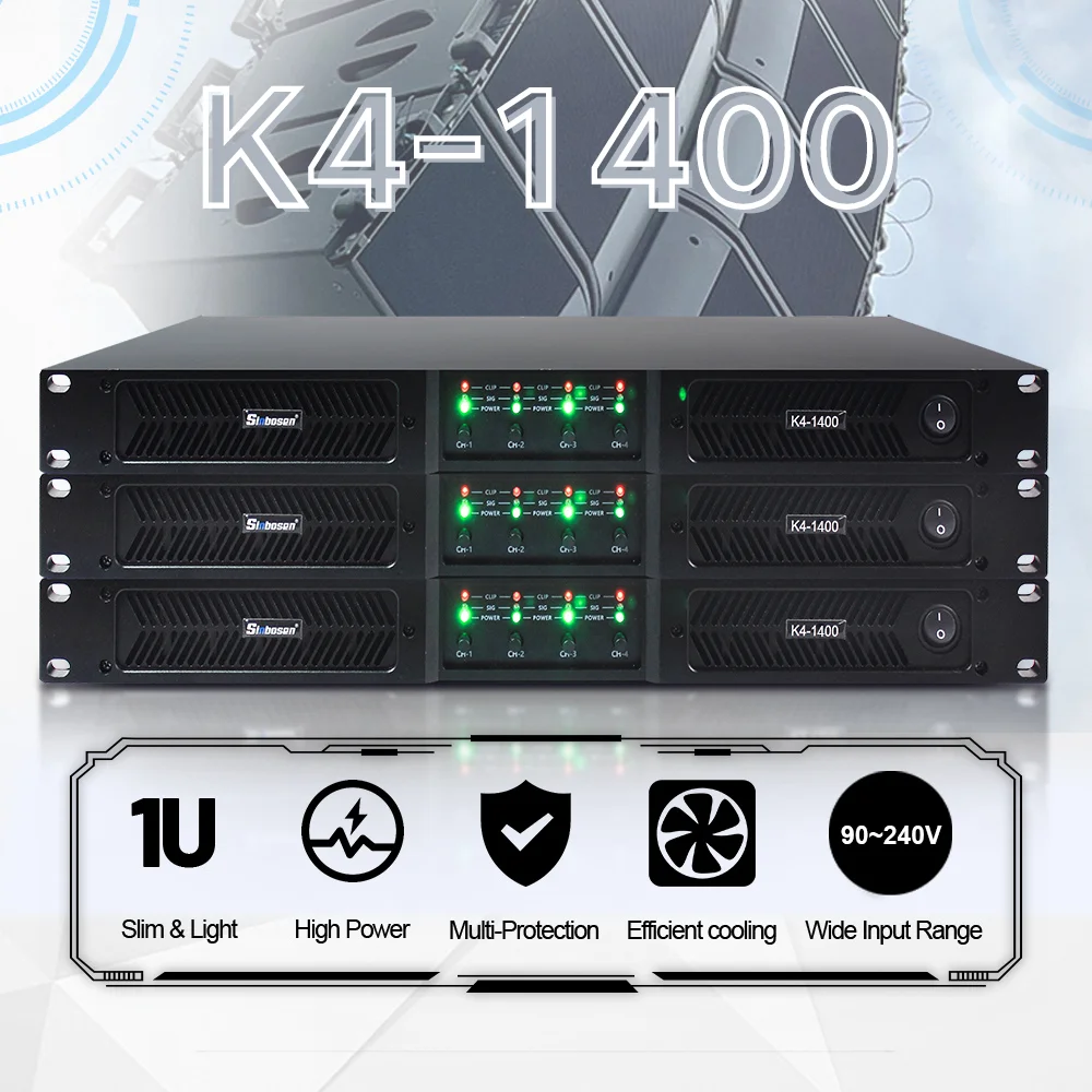 Amplificador de Audio para el Hogar Sinbosen, 4X1400W, Sistema de Sonido Estéreo para KTV, Clubes y Fiestas, Amplificador de Potencia de Audio Clase D