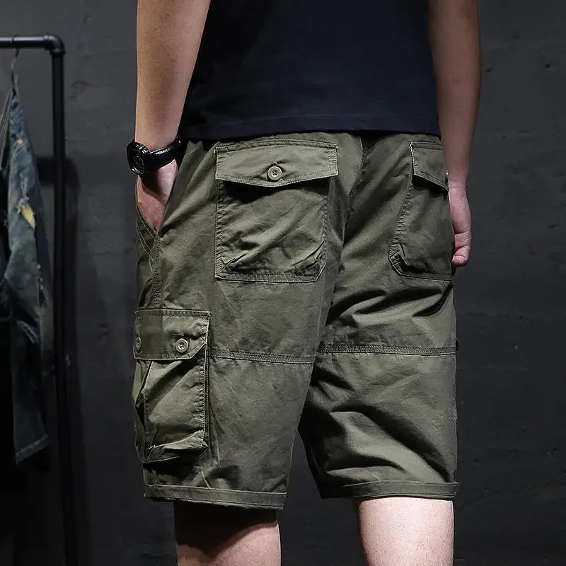 Male Short Pants Wide Baggy Oversize Big Size Button Men's Cargo Shorts Loose Popular Elegant Casual Cotton Vintage New in Y2k