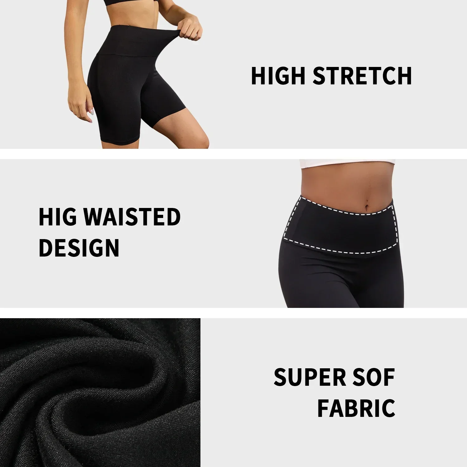 Damen-Biker-Shorts mit hoher Taille, superweich, Bauchkontrolle, nicht durchsichtig, Workout, Yoga, Laufen, Sport, Push-Up, Fitnessstudio, Fitness