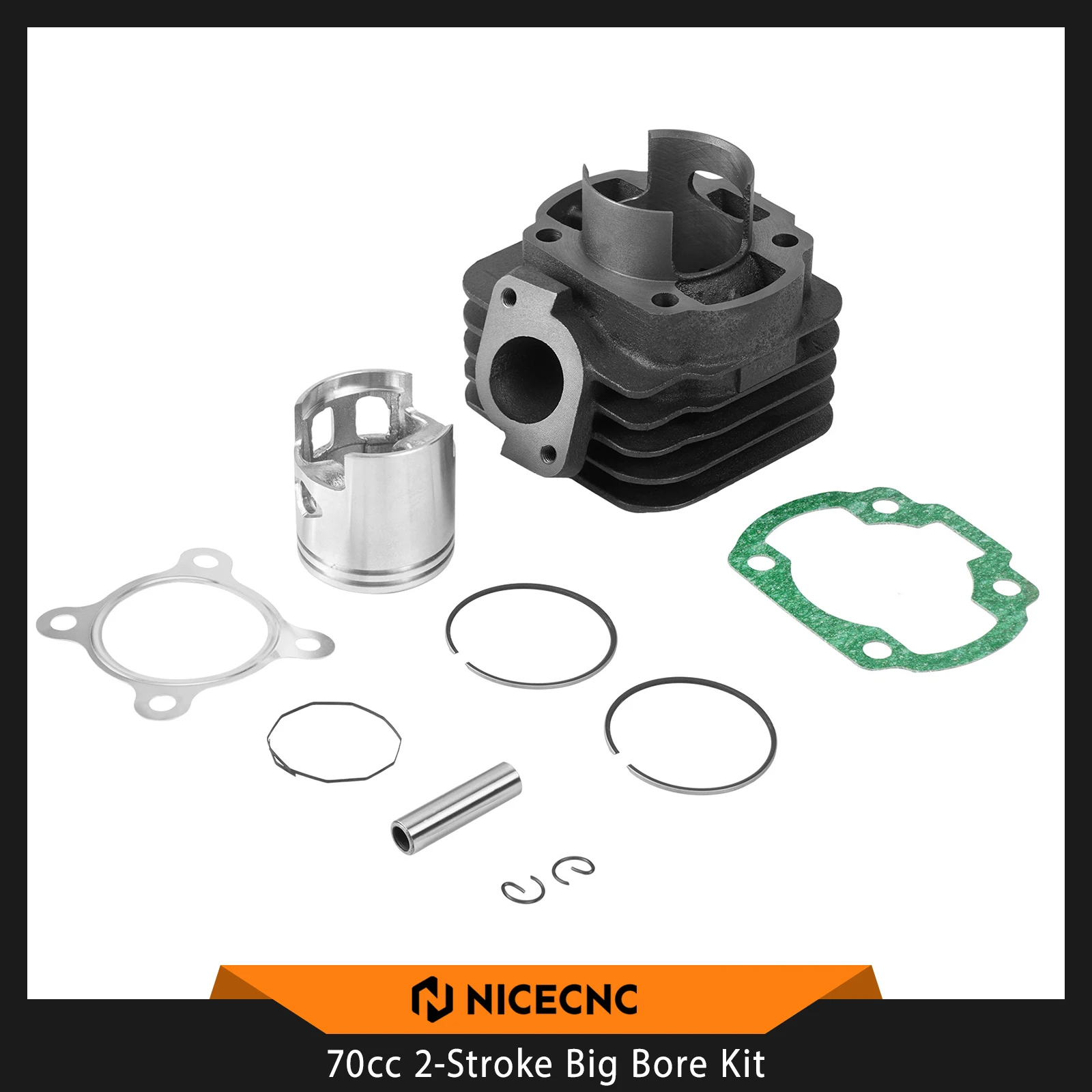 Kit de culata de gran cilindro para patinete, 47mm, 70cc, 2 tiempos, para motores Minarelli, 50cc, 2 tiempos, 40QMB, Yamaha JOG Jonway Jmstar Sunl