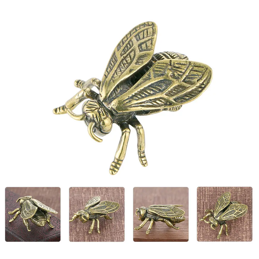 

Retro Insect Brass Ornament Desktop Decor Exquisite Small Creative Vintage Statue Flat Bottom Adornment Indoor Tabletop