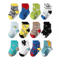 6 Pairs Kids Socks Non-Slip Cute Cartoon Animal Pattern Breathable Comfy Children Boys Floor Socks For All Seasons