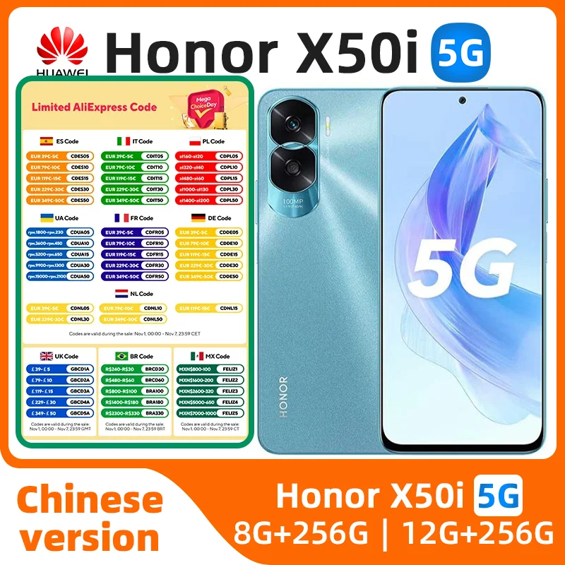 

Honor X50i 5g SmartPhone Dimensity 6020 6.7inc 8GB 12GB RAM 256GB ROM 90Hz Android 4500mAh 35W 100MP Cameras Original used phone