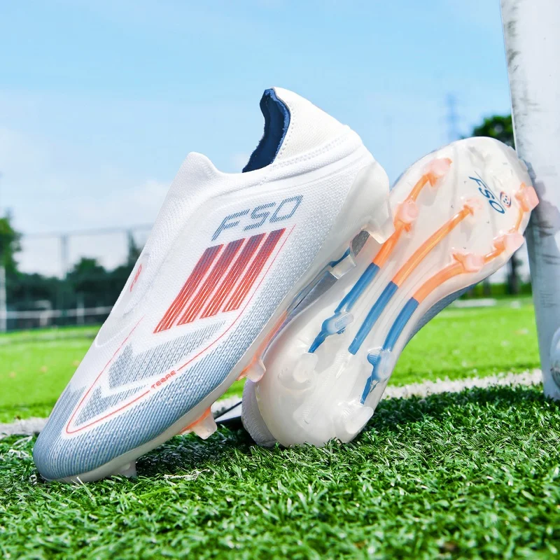 New Men Soccer Shoes Long Spikes Football Boots Match Breathable Sport Boys Adult Training Outdoor Cleats Non Slip Comfortable