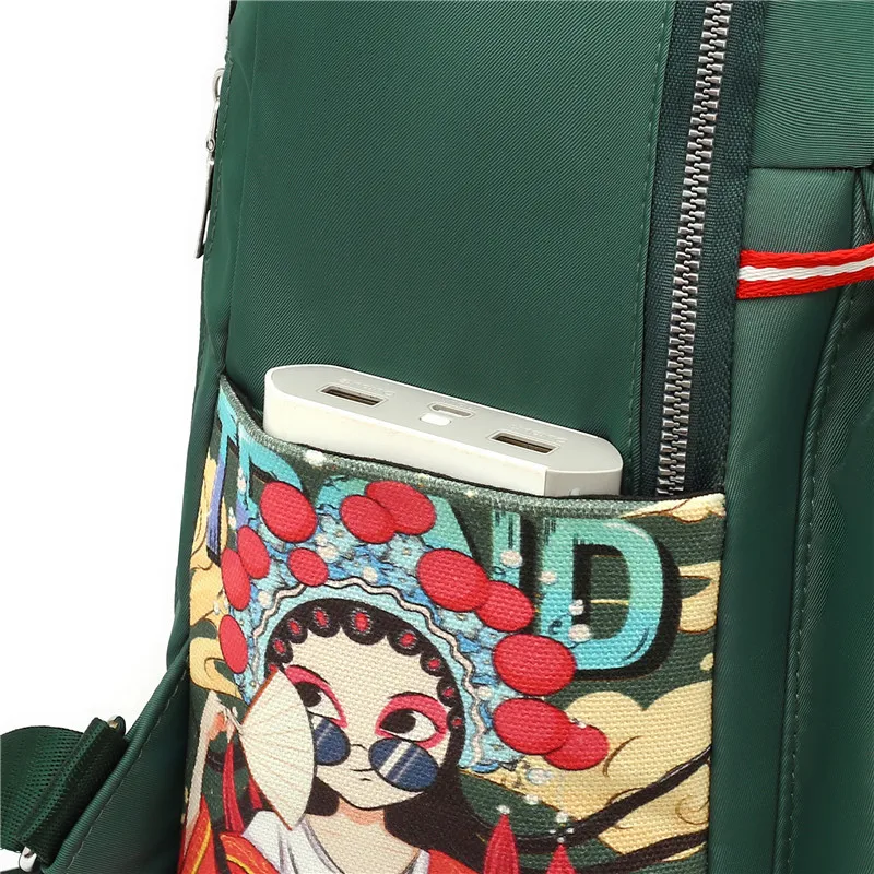 China-Chic Facebook Shoulder Bag 2024 New Personalized Literature and Art Splicing Shoulder Bag Oxford Fabric Waterproof Bag