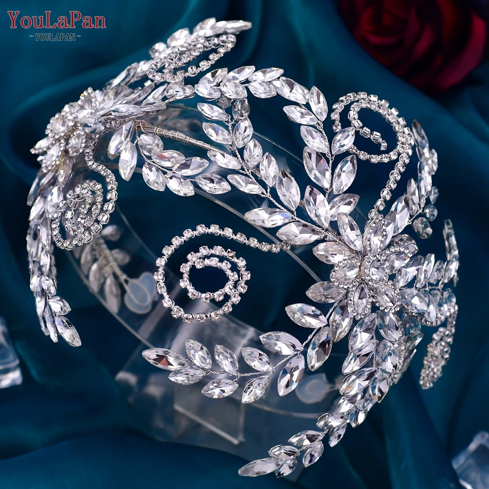 

YouLaPan HP443 Bridal Headpiece Leaves Bride Headbands Wedding Crystal Hair Accessories for Women Girls Headdress Hair Jewelry