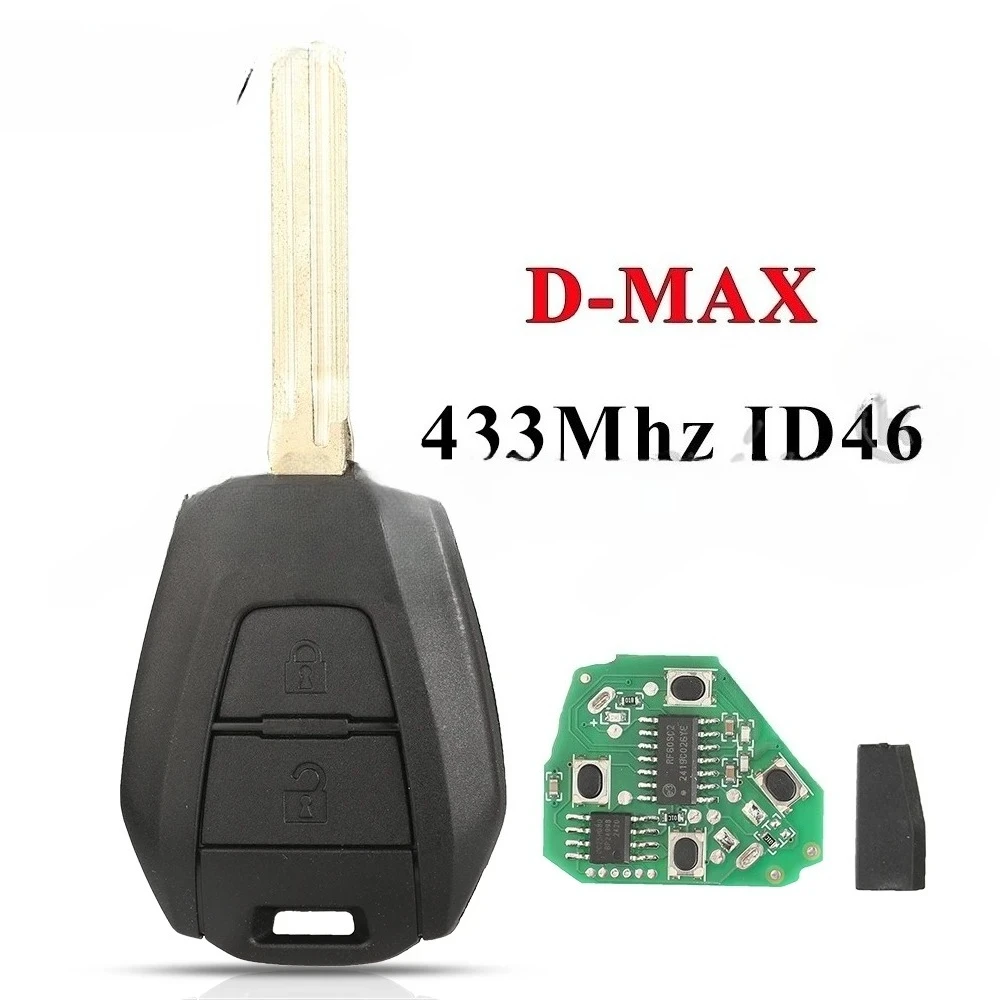 

Remote Car Key Contro Fit for ISUZU D-Max M-UX 433.92Mhz ASK ID46 Chip TOY43 2Buttons Auto Key Fob Replacement