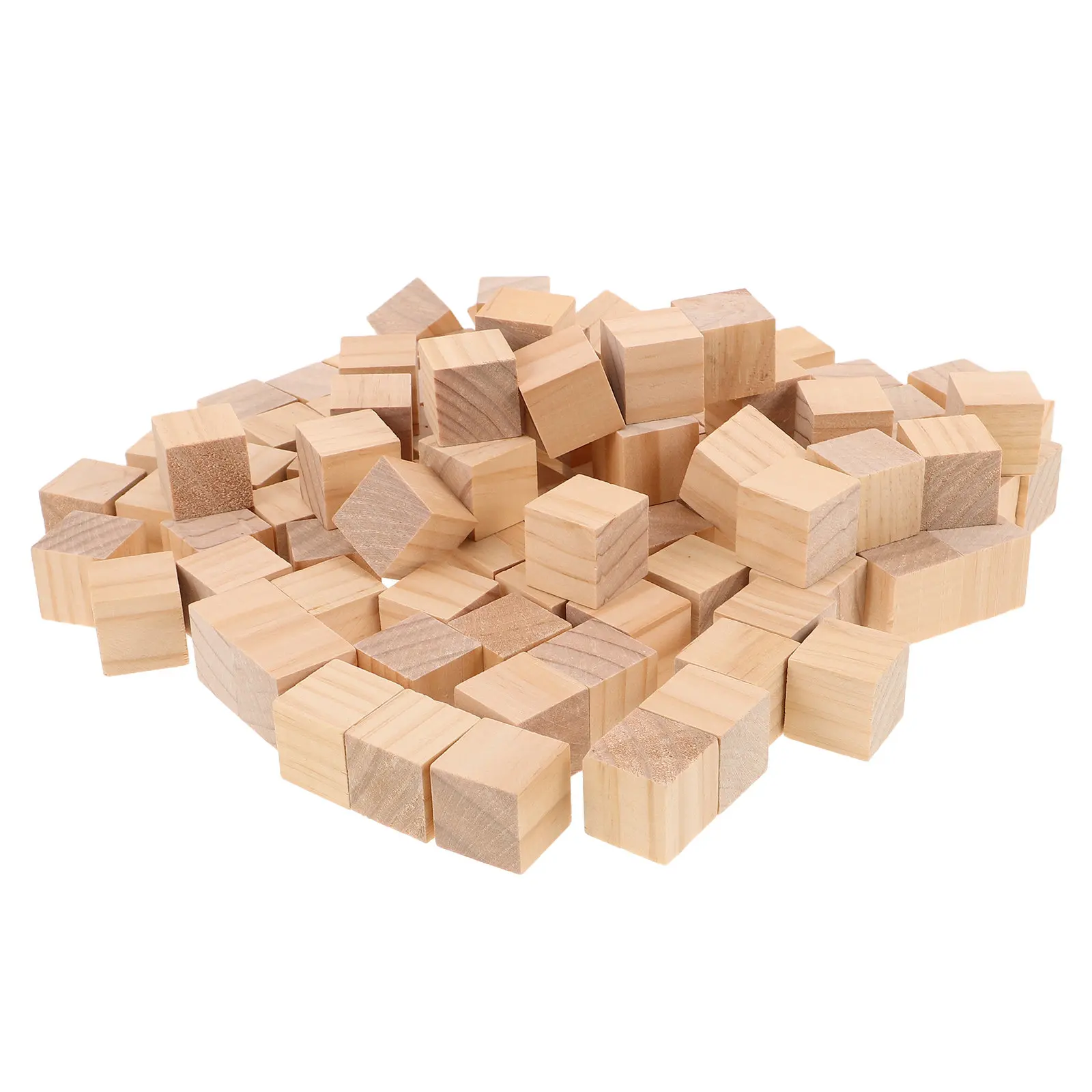 100 Pezzi Blocchi di Legno Naturale Non Trattati, Cubi Quadrati per Progetti Artistici e Artigianali, Attività di Sviluppo delle Abilità Spaziali
