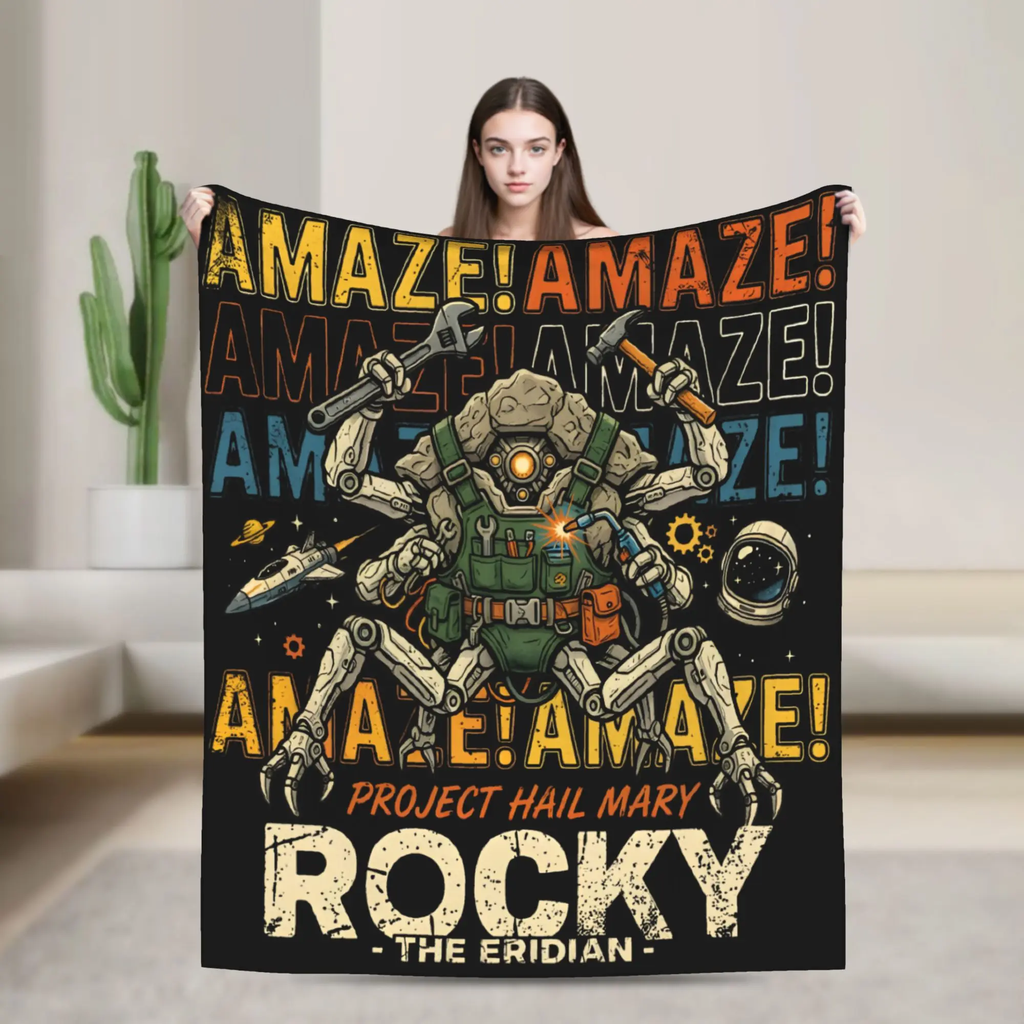 Rockys Amaze Project Hail Mary Sci Fi Blankets Coral Fleece Plush Summer Air Conditioning Ultra-Soft Throw Blankets Bedspreads