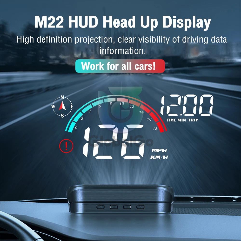 

HUD Universal Car Head Up Display Digital GPS Speedometer Projector Screen Dashboard Odometer with Overspeed Alarm For All Cars