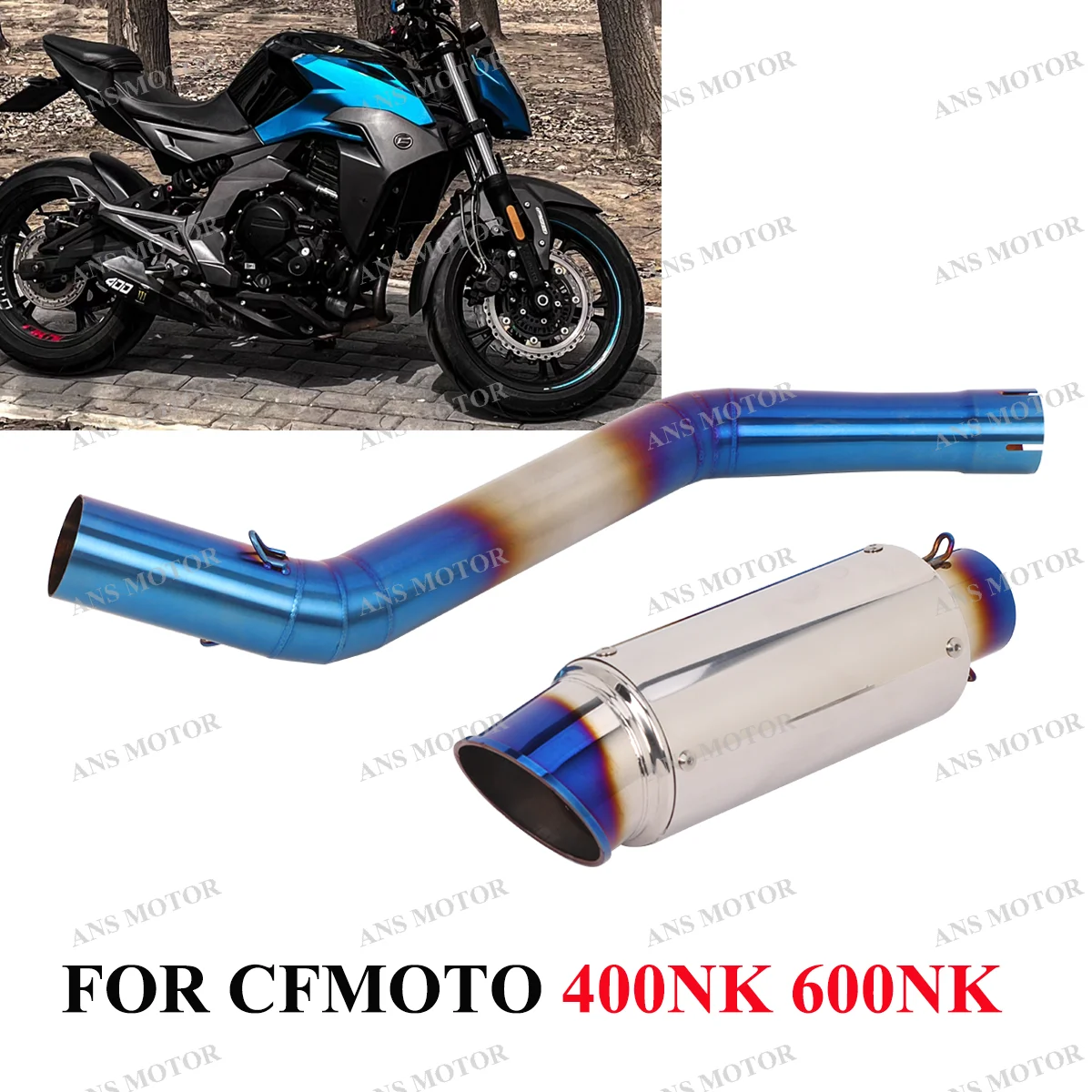 Slip On For CFMOTO 400NK 650NK Escape Motorcycle Exhaust Middle Link Pipe Modify NK400 Exhaust