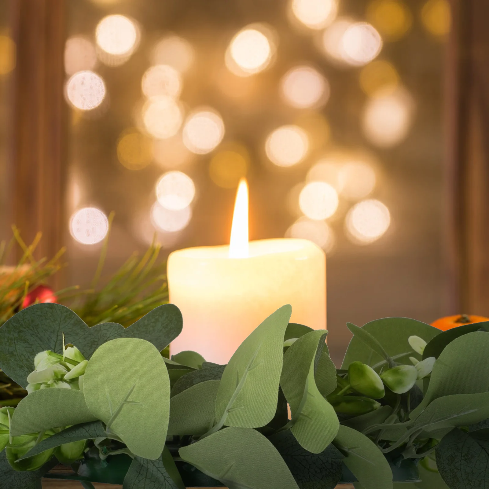 

2pcs Artificial Eucalyptus Decor For Fall Holiday Home Party Table Decoration Stimulation Wreath Mini Wreath Multipurpose