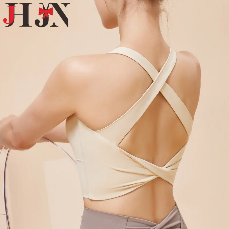 JHJN Women Sports Bra Seamless High Lmpact Sports Bra Sexy Yoga Fitness Tops Solid Underwear Push-Up Sportswear Female Tank Tops