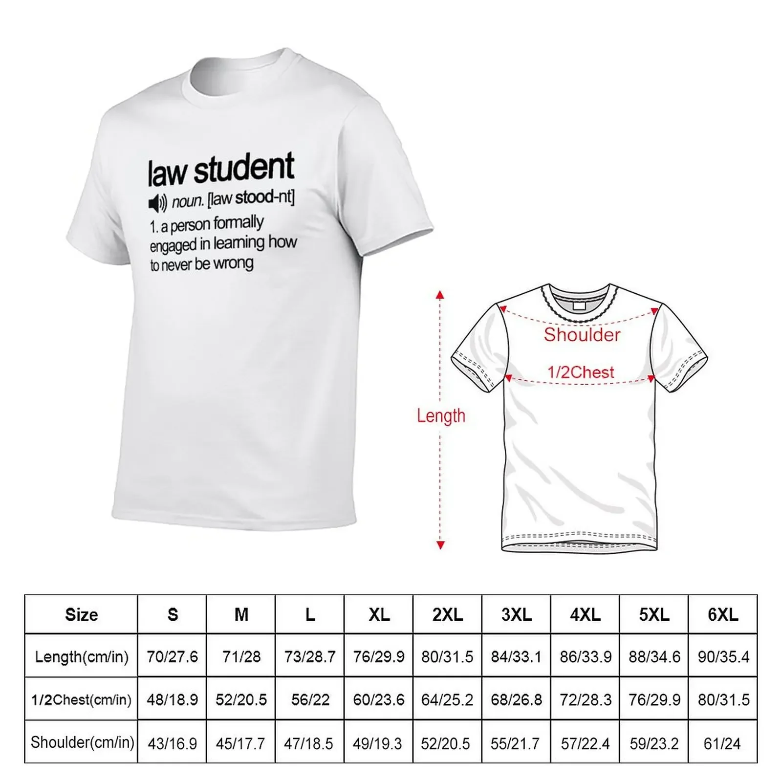 Law Student Defined T-Shirt summer clothes Short sleeve tee boys animal print summer tops mens workout shirts