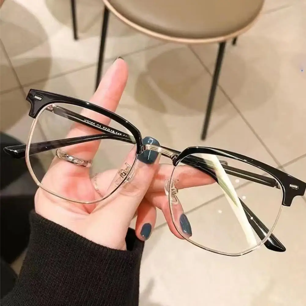 Simple Semi Rimless Anti Blue Light Blocking Glasses Ray Eyeglasses Big Filter Men Women Goggle Frame Computer Square Spect K8R8