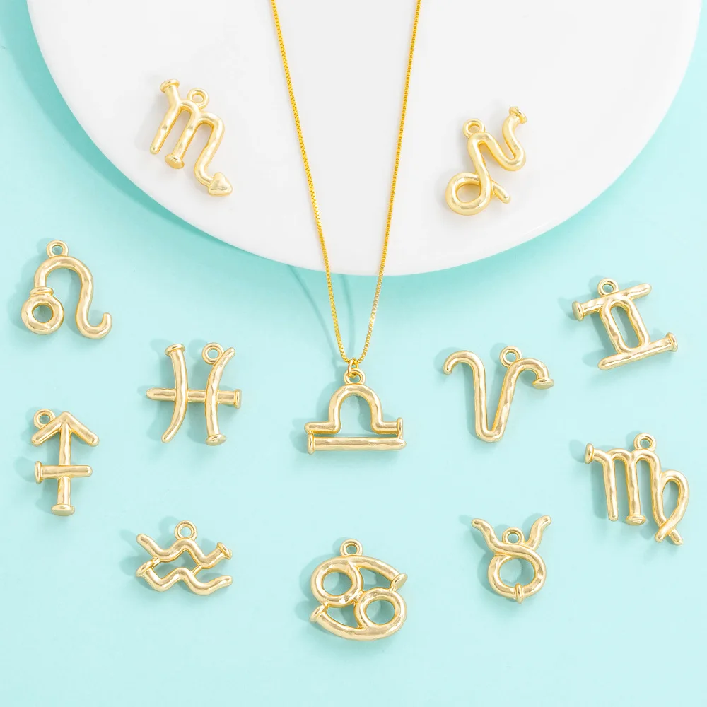 Pingentes artesanais DIY para os 12 signos do zodíaco, colares, brincos, pingentes e acessórios