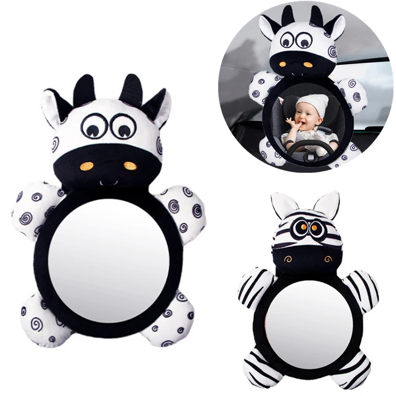 Soft Newborn Baby Mirror Toys Multi-Function High Contrast Black and White Infant Mirror Tummy Time Easy to Install Infant Toy