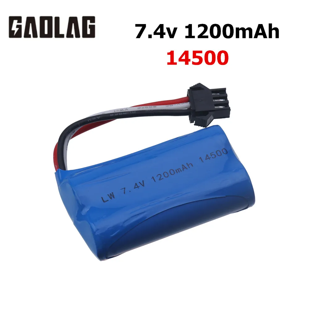 2S 7.4 V 1200mah 14500 Li-ion Battery for Electric Toys Water Bullet Gun Spare Parts 7.4V Battery for RC toys Cars Tanks Robots