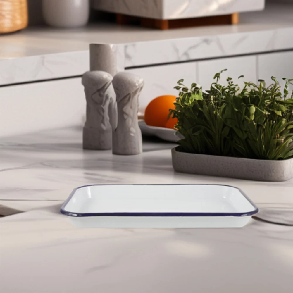 

2Pcs Rectangular Enamel Tray Non-Stick Heat-Resistant Baking Pan for Oven Roasting Dishwasher Safe Wear-Resistant