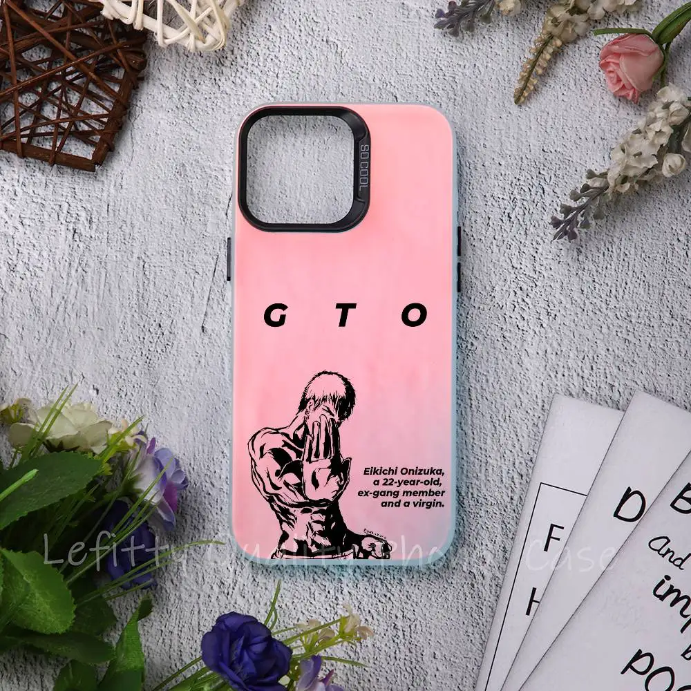 Great Teacher O-Onizuka GTO Phone Case For IPhone 16 15 14 13 12 11 Pro Max Matte Aurora Multicolor Laser Gradient Funda