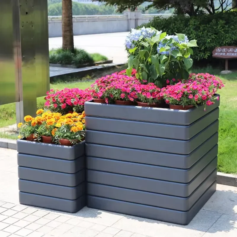 for Vase Flower Pot Design Plant Box Outdoor Large Park Decorative Planters Aluminum Graceful Hotel Planters