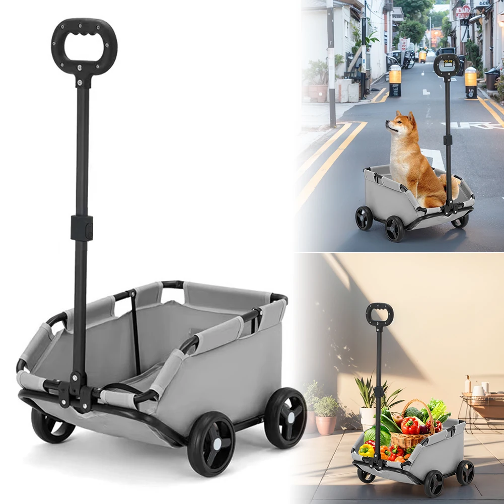 Foldable Small Pet Stroller 4 Wheels Folding Travel Pet Cart Rolling Cat Carrier Pet Carriage for Travelling Shopping Walking