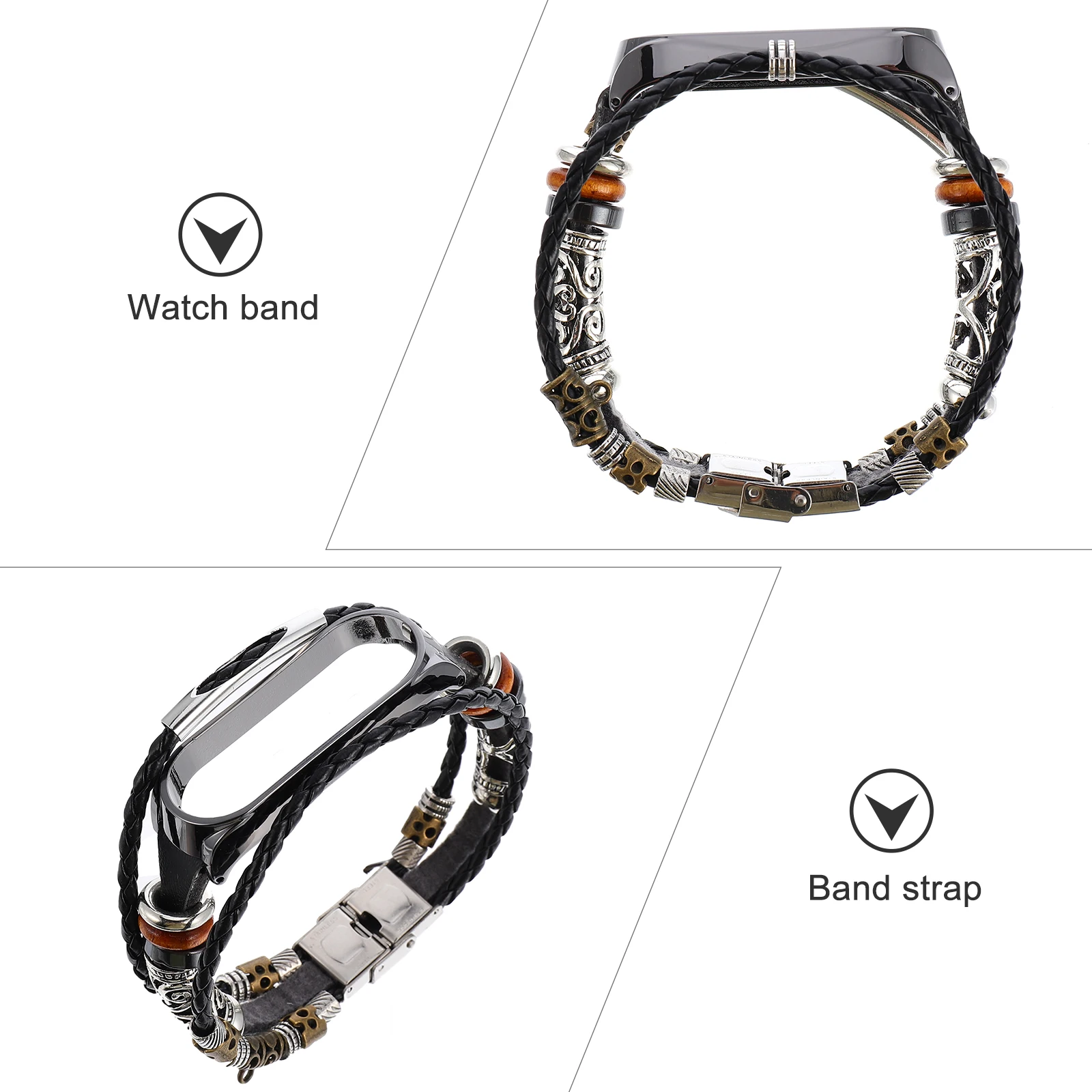 

Metal Shell Watch Band Wristband Vintage Ethnic DIY Compatible 5 Adjustable Zinc Alloy Smart Bracelet