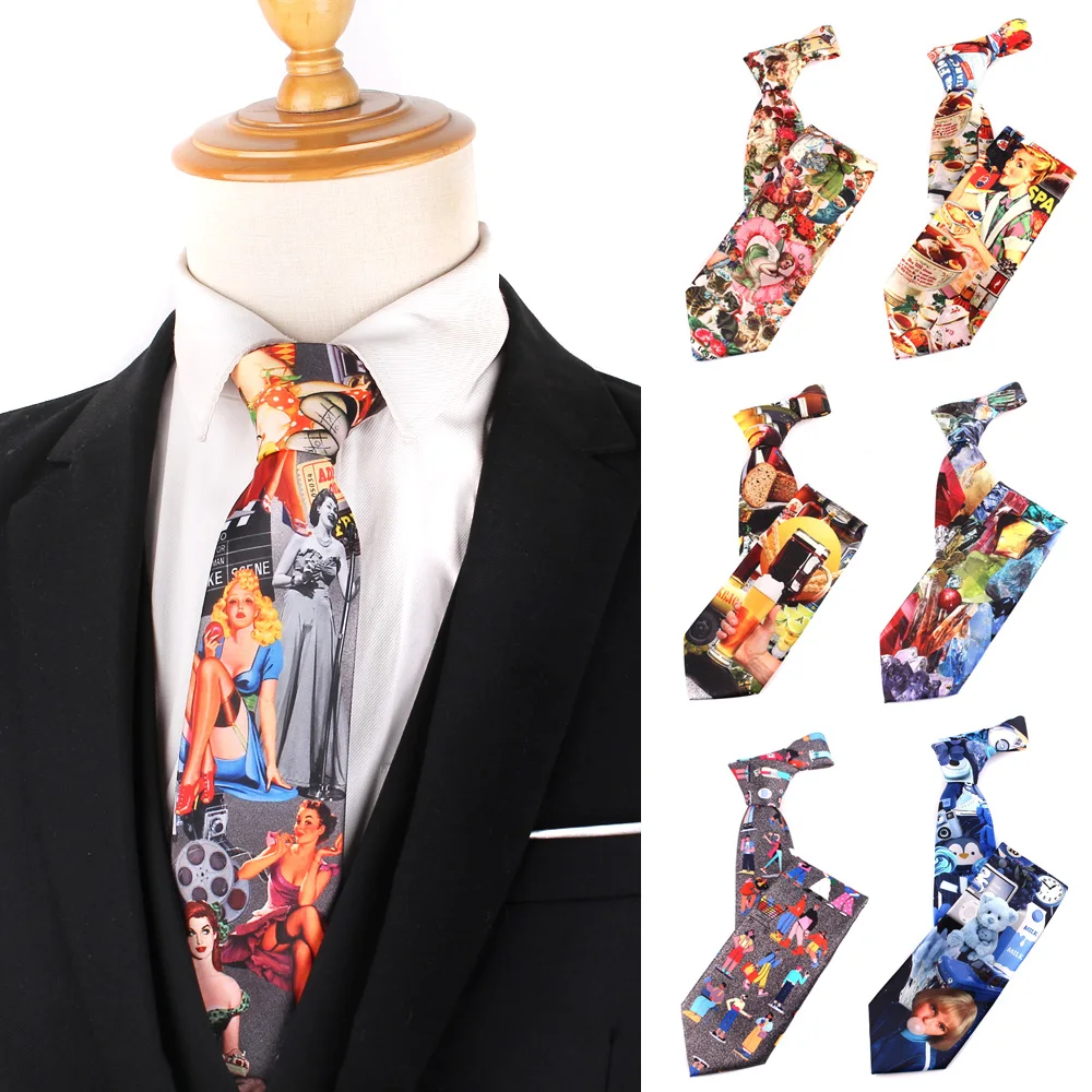 

Vintage Super Soft Printed Ties Men's Fashion 8cm Funny Necktie For Men Wedding Business Meeting Gravata Printing Tie Gifts