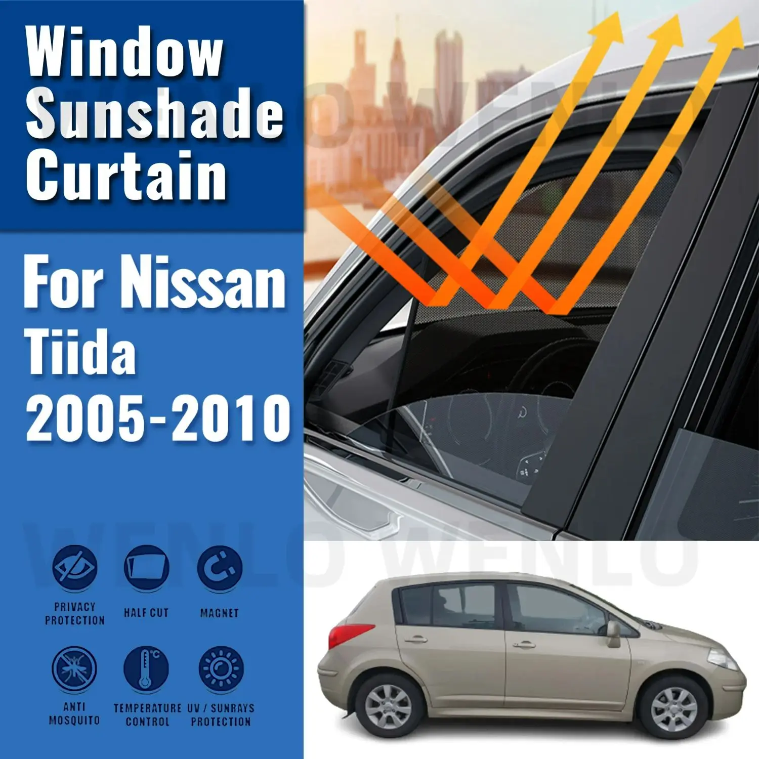 

For Nissan Tiida Hatchback Latio C11 2005-2010 Car Window Sunshade Uv Protection Auto Curtain Sun Shade Visor Net Mesh