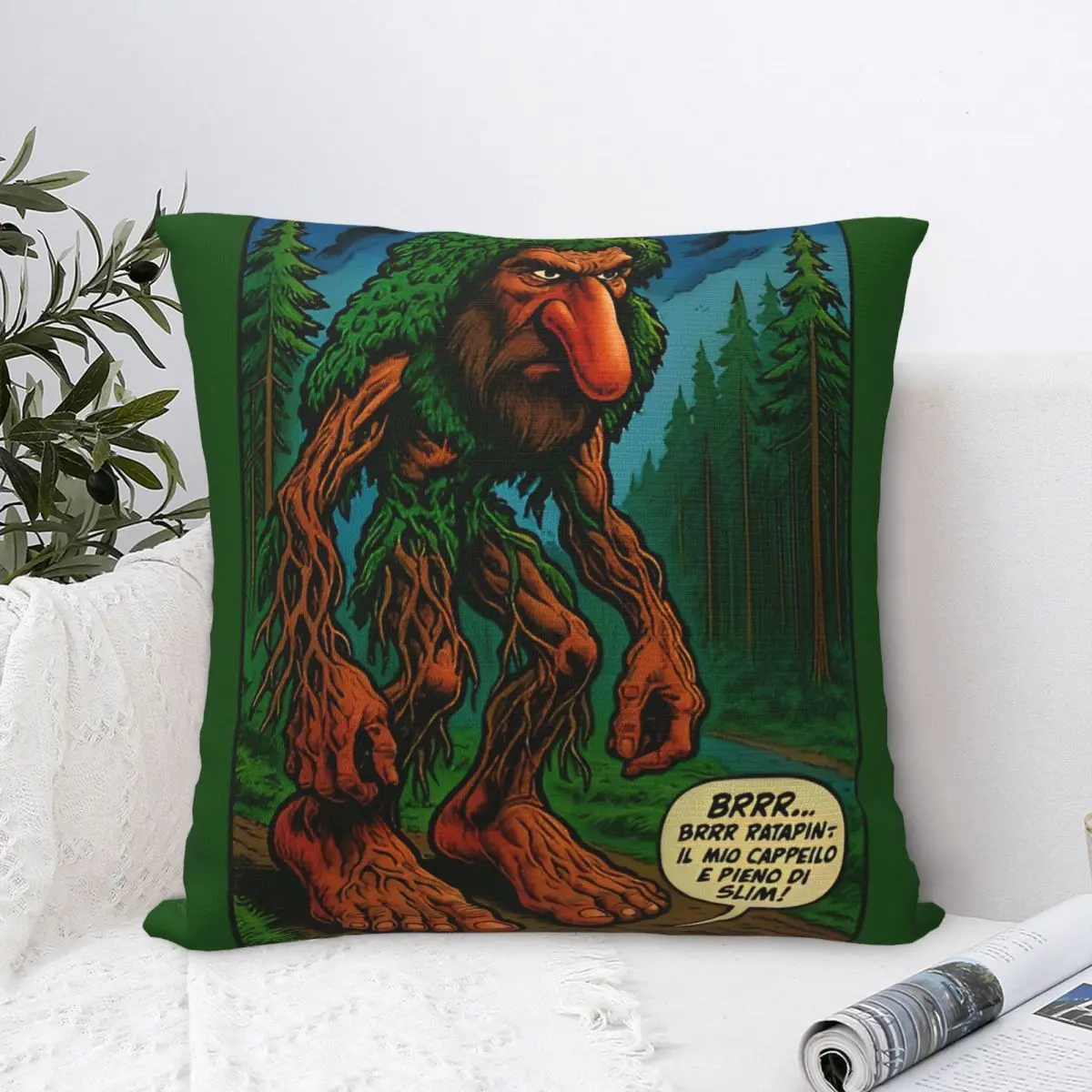 Funny Brr Brr Patapim Meme Square Pillow Cases Italian Brainrot Cushion Cover Awesome Decor Pillowcase for Home 45*45cm